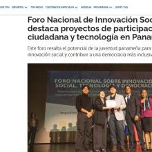 TVN Noticias: Foro Nacional de Innovación Social destaca proyectos de participación ciudadana y tecnología en Panamá