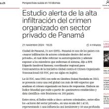 Swissinfo - Estudio alerta de la alta infiltración del crimen organizado en sector privado de Panamá